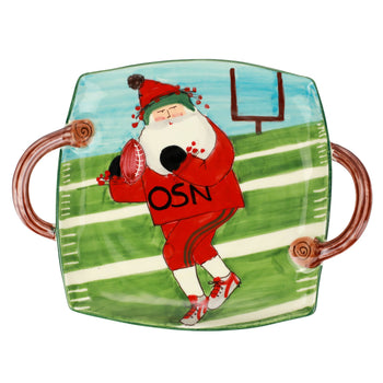 Vietri Old St. Nick Handled Square Platter w/Football